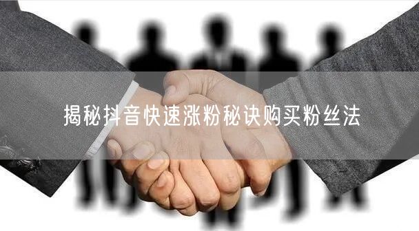 揭秘抖音快速涨粉秘诀购买粉丝法