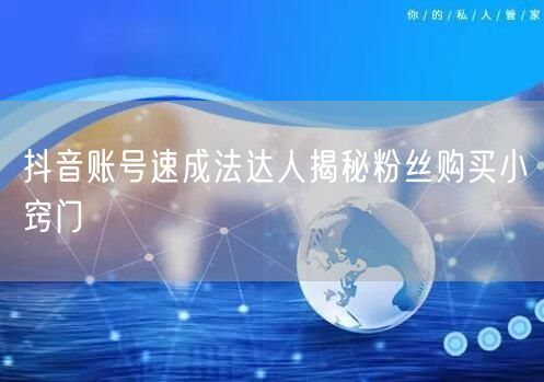 抖音账号速成法达人揭秘粉丝购买小窍门