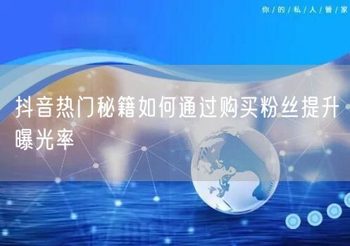 抖音热门秘籍如何通过购买粉丝提升曝光率
