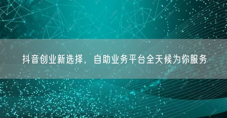 抖音创业新选择，自助业务平台全天候为你服务