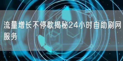 流量增长不停歇揭秘24小时自助刷网服务