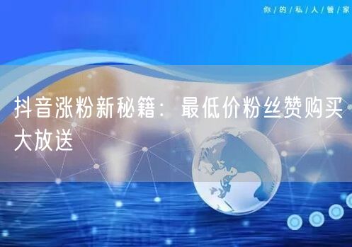 抖音涨粉新秘籍：最低价粉丝赞购买大放送